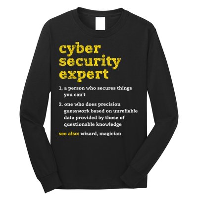 Cyber Security Expert Definition Distressed Computer Geek Gift Long Sleeve Shirt