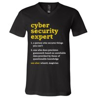 Cyber Security Expert Definition Distressed Computer Geek Gift V-Neck T-Shirt