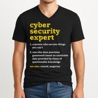 Cyber Security Expert Definition Distressed Computer Geek Gift V-Neck T-Shirt