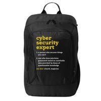 Cyber Security Expert Definition Distressed Computer Geek Gift City Backpack