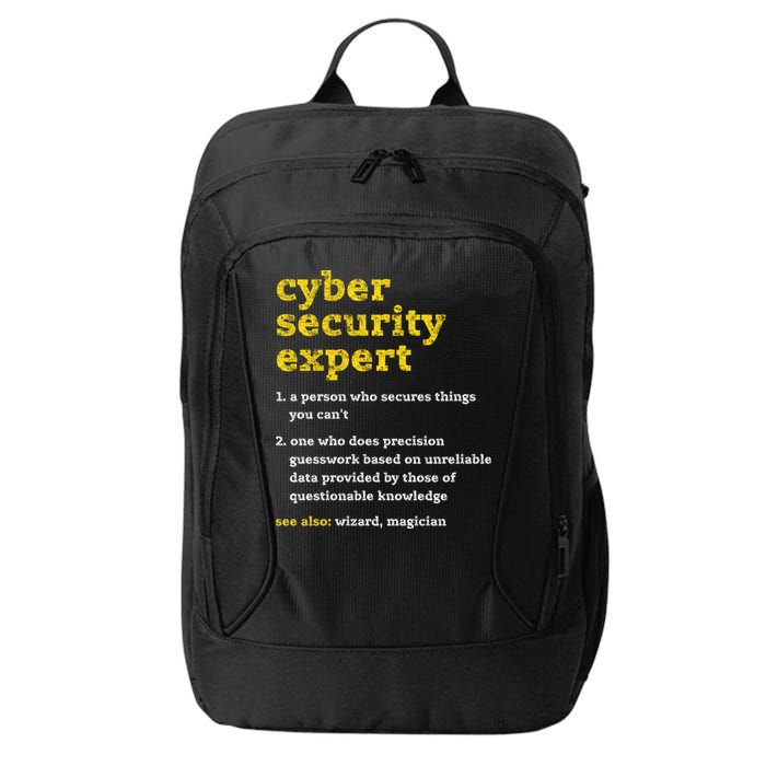 Cyber Security Expert Definition Distressed Computer Geek Gift City Backpack