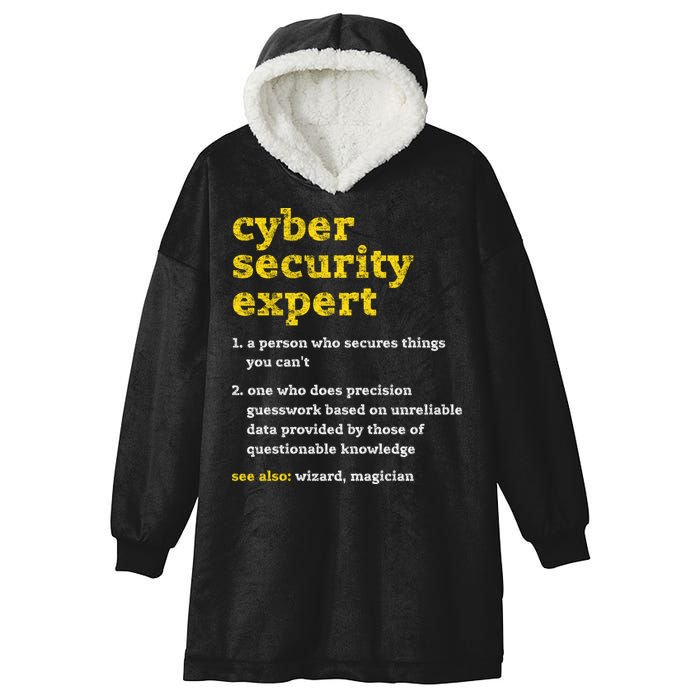 Cyber Security Expert Definition Distressed Computer Geek Gift Hooded Wearable Blanket