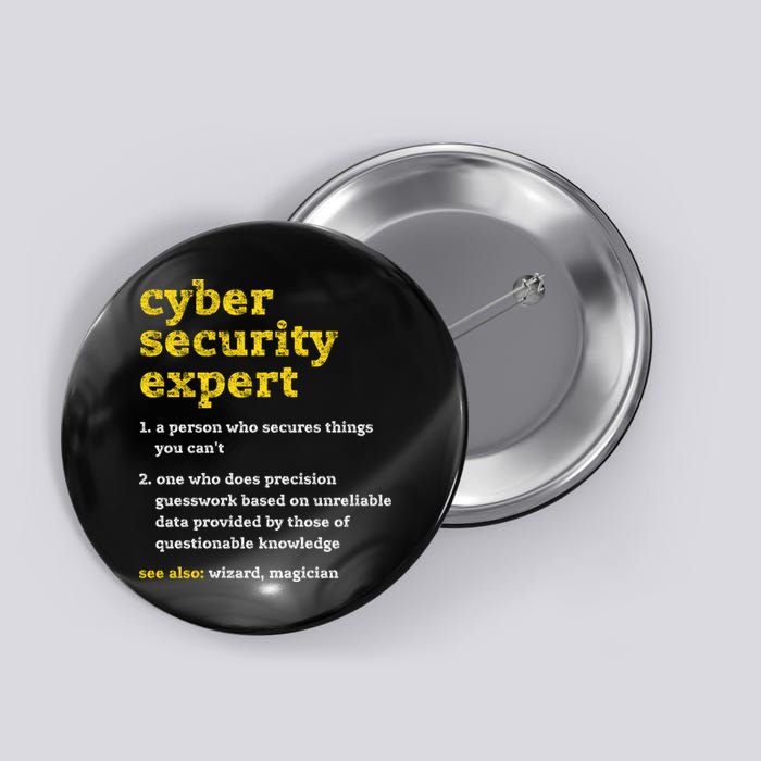 Cyber Security Expert Definition Distressed Computer Geek Gift Button