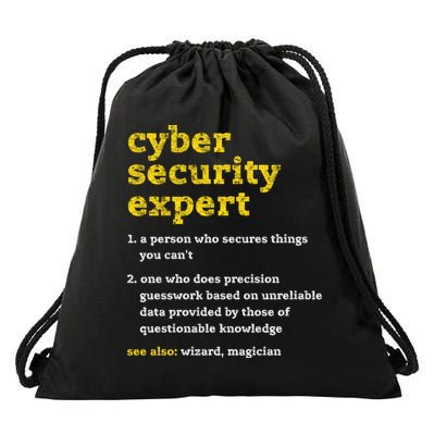 Cyber Security Expert Definition Distressed Computer Geek Gift Drawstring Bag