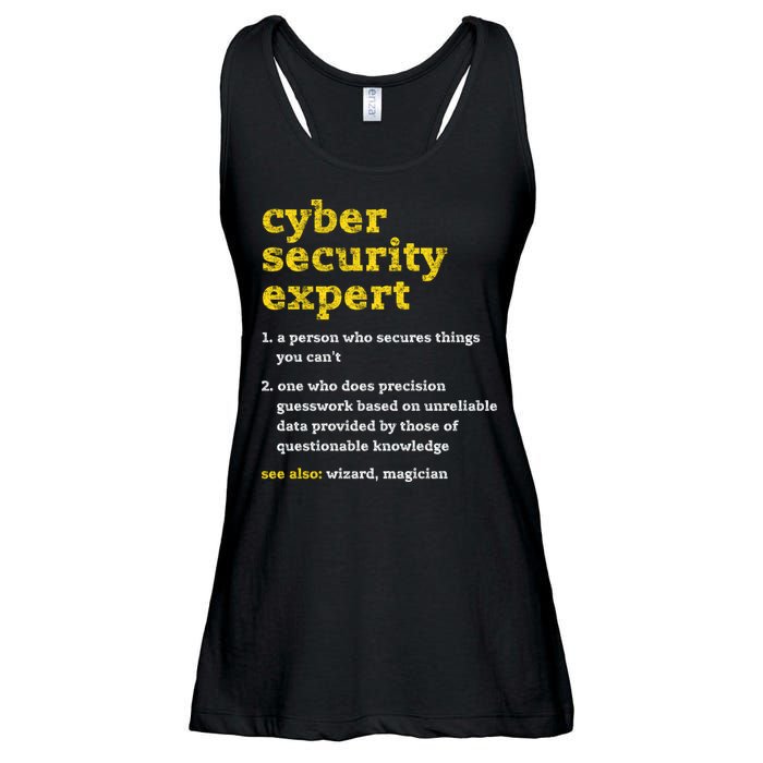 Cyber Security Expert Definition Distressed Computer Geek Gift Ladies Essential Flowy Tank