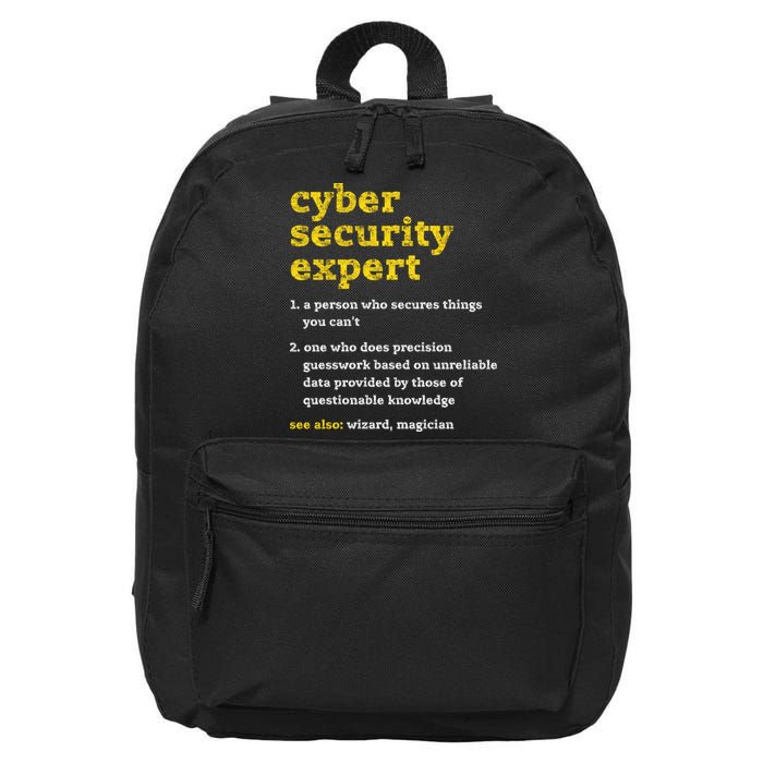 Cyber Security Expert Definition Distressed Computer Geek Gift 16 in Basic Backpack