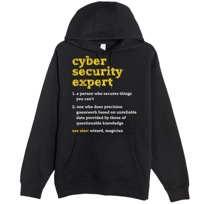Cyber Security Expert Definition Distressed Computer Geek Gift Premium Pullover Hoodie