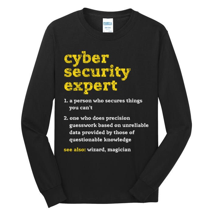 Cyber Security Expert Definition Distressed Computer Geek Gift Tall Long Sleeve T-Shirt