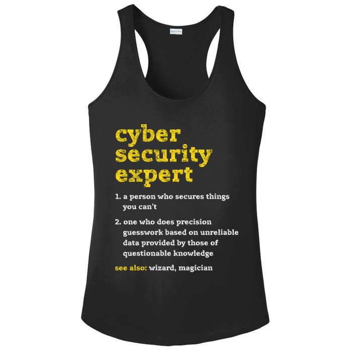 Cyber Security Expert Definition Distressed Computer Geek Gift Ladies PosiCharge Competitor Racerback Tank