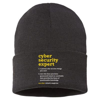 Cyber Security Expert Definition Distressed Computer Geek Gift Sustainable Knit Beanie