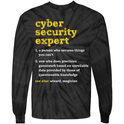 Cyber Security Expert Definition Distressed Computer Geek Gift Tie-Dye Long Sleeve Shirt