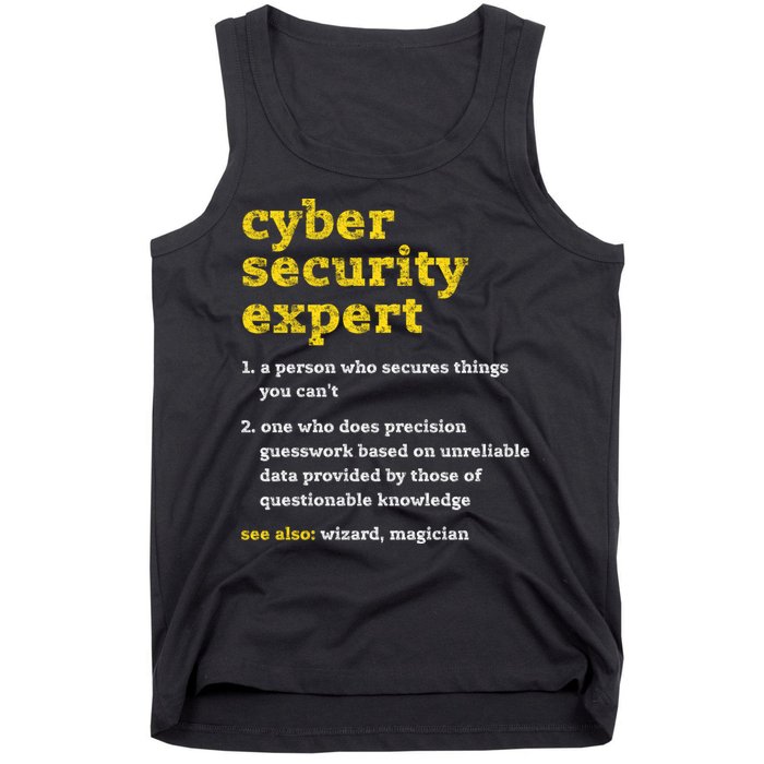 Cyber Security Expert Definition Distressed Computer Geek Gift Tank Top