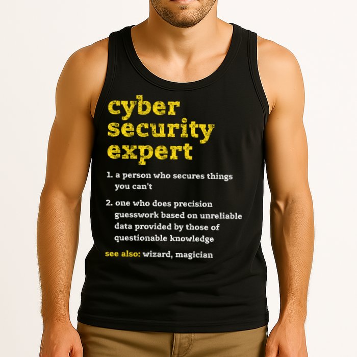 Cyber Security Expert Definition Distressed Computer Geek Gift Tank Top