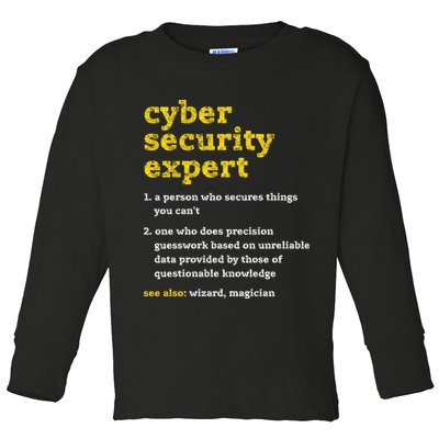 Cyber Security Expert Definition Distressed Computer Geek Gift Toddler Long Sleeve Shirt
