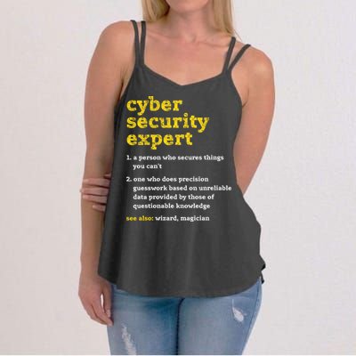 Cyber Security Expert Definition Distressed Computer Geek Gift Women's Strappy Tank
