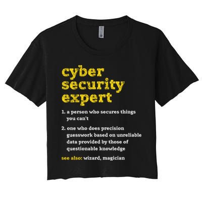 Cyber Security Expert Definition Distressed Computer Geek Gift Crop Top