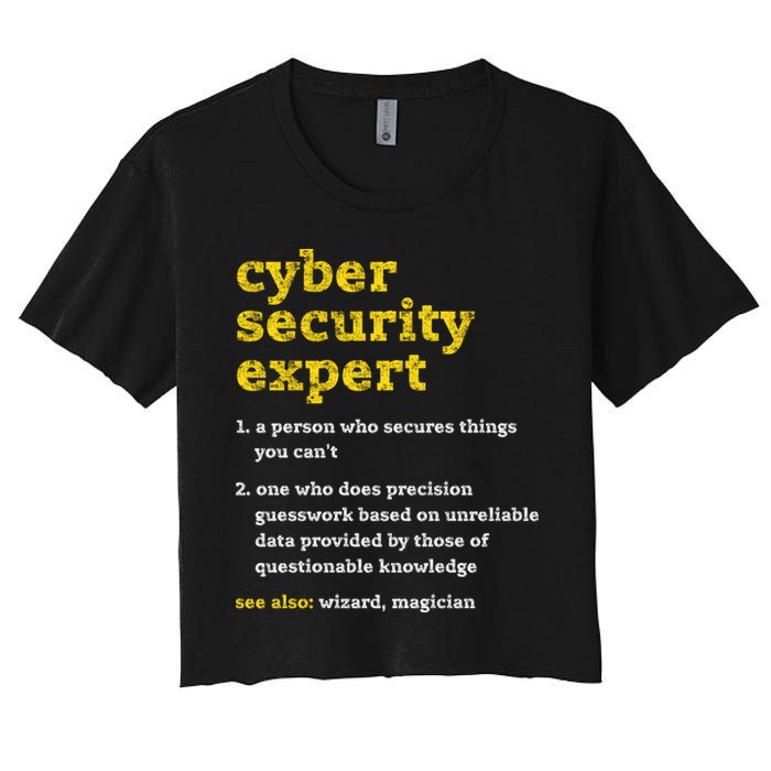 Cyber Security Expert Definition Distressed Computer Geek Gift Crop Top