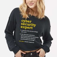 Cyber Security Expert Definition Distressed Computer Geek Gift Cropped Pullover Crew