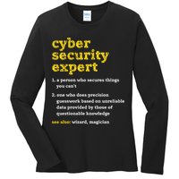 Cyber Security Expert Definition Distressed Computer Geek Gift Ladies Long Sleeve Shirt