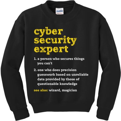 Cyber Security Expert Definition Distressed Computer Geek Gift Kids Sweatshirt