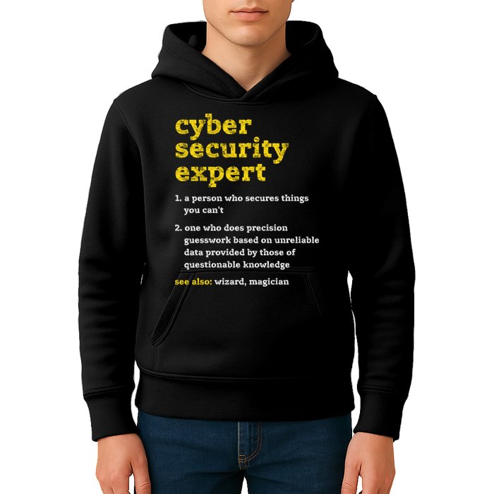 Cyber Security Expert Definition Distressed Computer Geek Gift Kids Hoodie