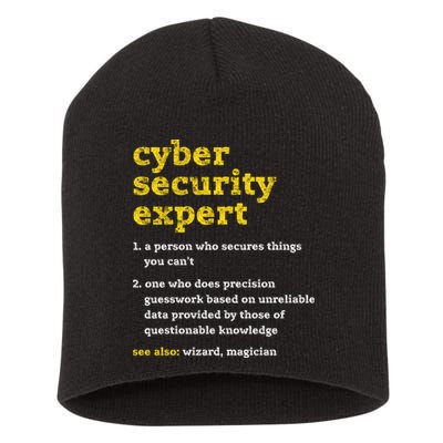 Cyber Security Expert Definition Distressed Computer Geek Gift Short Acrylic Beanie