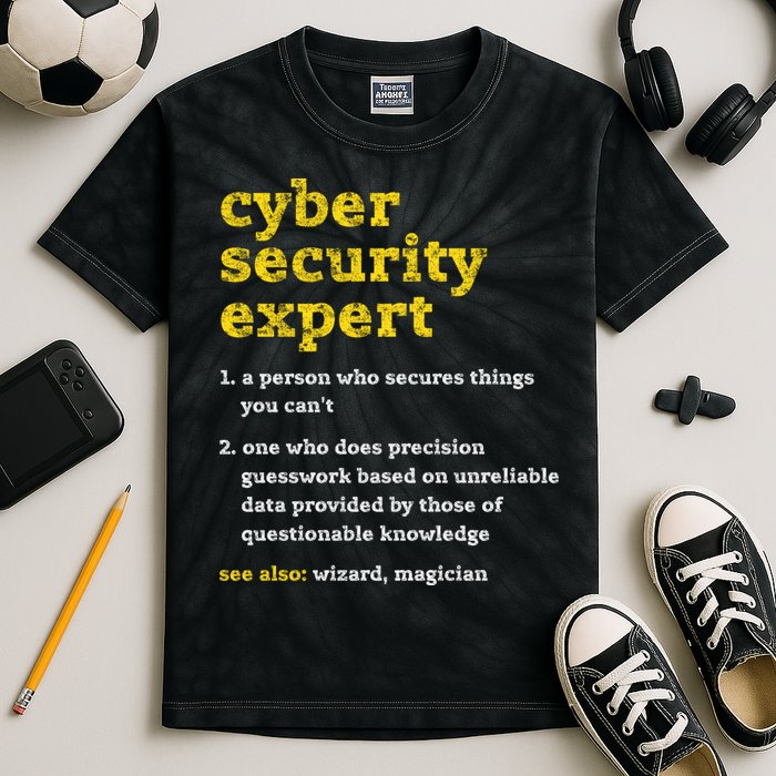 Cyber Security Expert Definition Distressed Computer Geek Gift Kids Tie-Dye T-Shirt