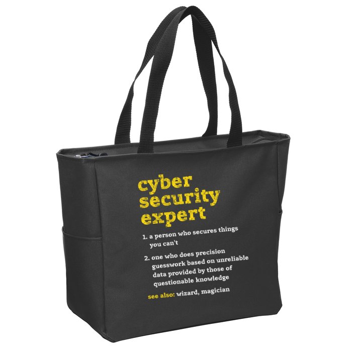 Cyber Security Expert Definition Distressed Computer Geek Gift Zip Tote Bag