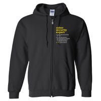 Cyber Security Expert Definition Distressed Computer Geek Gift Full Zip Hoodie