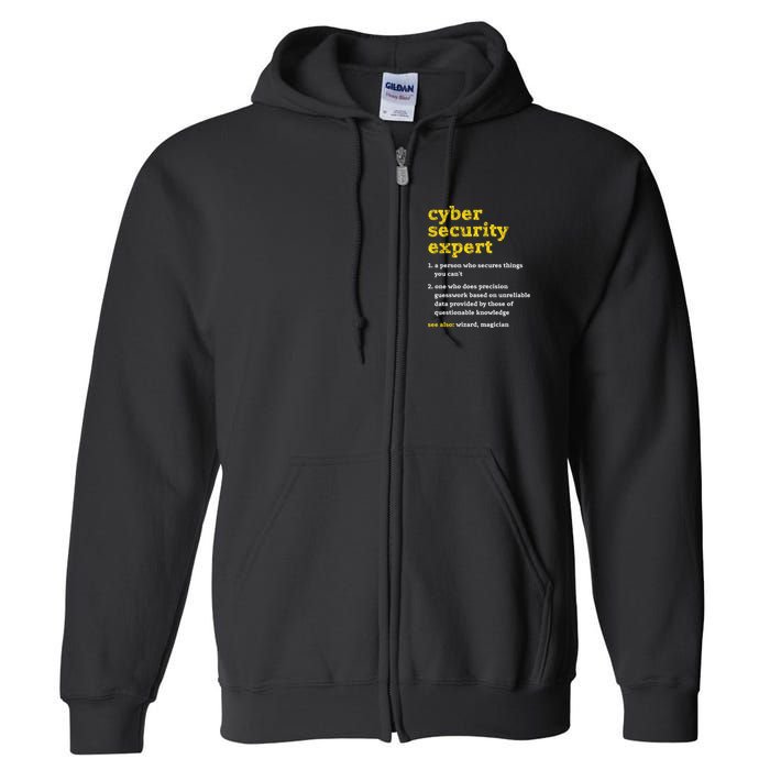 Cyber Security Expert Definition Distressed Computer Geek Gift Full Zip Hoodie