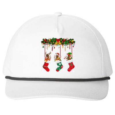 Christmas Santa Elf Reindeer Lover Guinea Pig In Xmas Socks Snapback Five-Panel Rope Hat