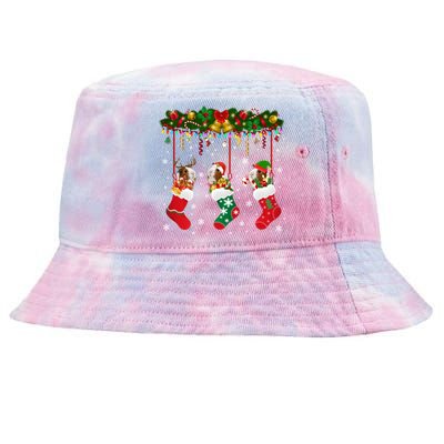 Christmas Santa Elf Reindeer Lover Guinea Pig In Xmas Socks Tie-Dyed Bucket Hat