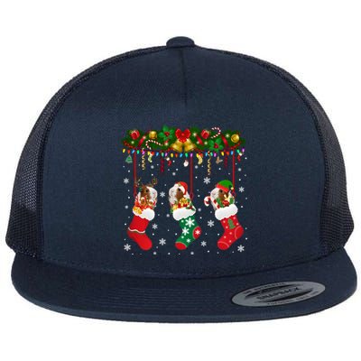 Christmas Santa Elf Reindeer Lover Guinea Pig In Xmas Socks Flat Bill Trucker Hat