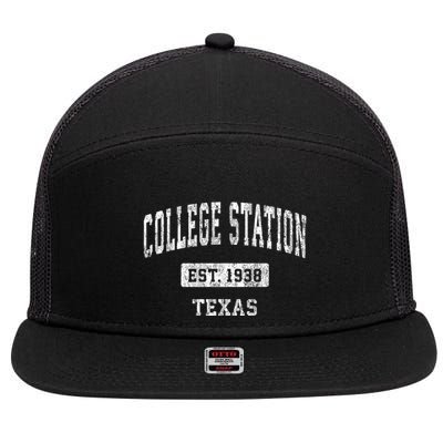 College Station Est 1938 Texas Tx Vintage Sports 7 Panel Mesh Trucker Snapback Hat