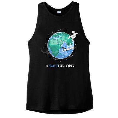 Cool Space Explorer Shuttle Astronaut Earth Cute Gift Ladies PosiCharge Tri-Blend Wicking Tank