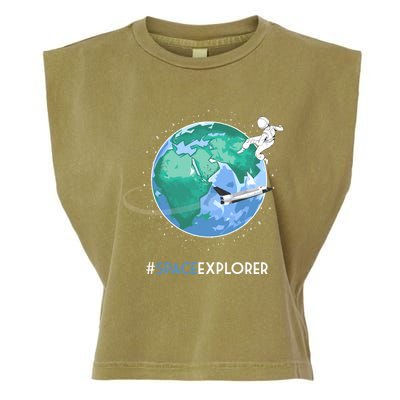 Cool Space Explorer Shuttle Astronaut Earth Cute Gift Garment-Dyed Women's Muscle Tee