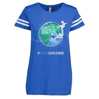 Cool Space Explorer Shuttle Astronaut Earth Cute Gift Enza Ladies Jersey Football T-Shirt