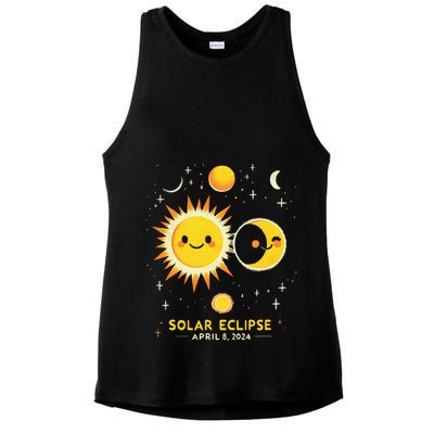 Cute Solar Eclipse April 8 2024 Ladies PosiCharge Tri-Blend Wicking Tank