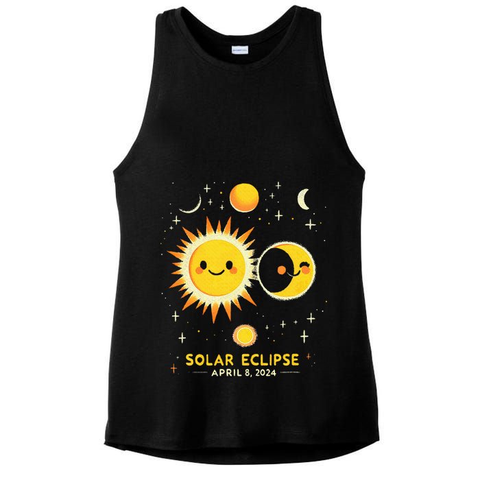 Cute Solar Eclipse April 8 2024 Ladies PosiCharge Tri-Blend Wicking Tank