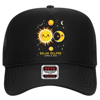 Cute Solar Eclipse April 8 2024 High Crown Mesh Back Trucker Hat