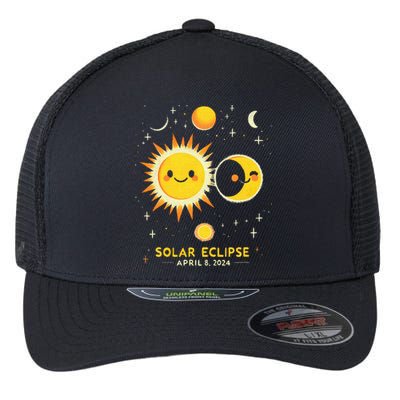 Cute Solar Eclipse April 8 2024 Flexfit Unipanel Trucker Cap