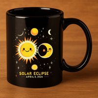 Cute Solar Eclipse April 8 2024 11oz C Handle Ceramic Mug