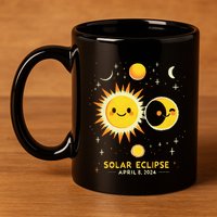 Cute Solar Eclipse April 8 2024 11oz C Handle Ceramic Mug