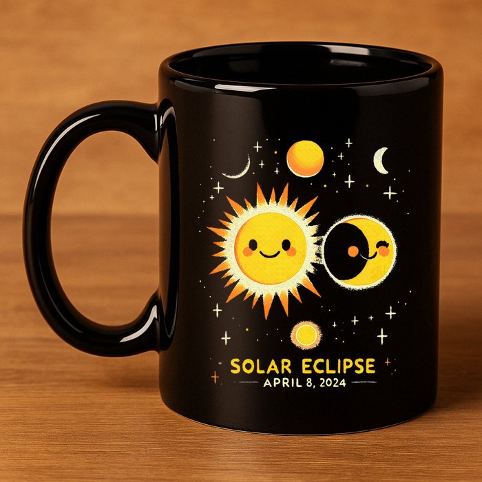 Cute Solar Eclipse April 8 2024 11oz C Handle Ceramic Mug