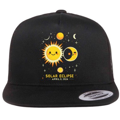 Cute Solar Eclipse April 8 2024 Flat Bill Trucker Hat