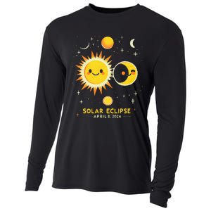 Cute Solar Eclipse April 8 2024 Cooling Performance Long Sleeve Crew