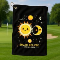 Cute Solar Eclipse April 8 2024 Golf Towel