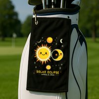 Cute Solar Eclipse April 8 2024 Golf Towel