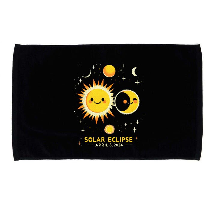 Cute Solar Eclipse April 8 2024 Microfiber Hand Towel