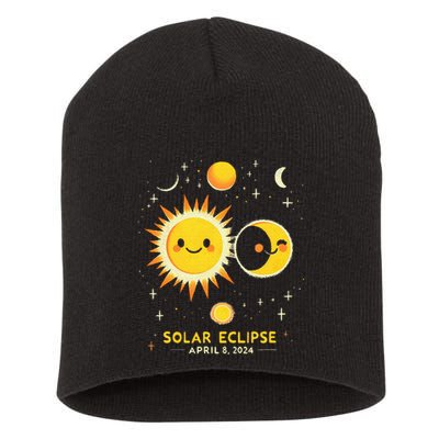 Cute Solar Eclipse April 8 2024 Short Acrylic Beanie